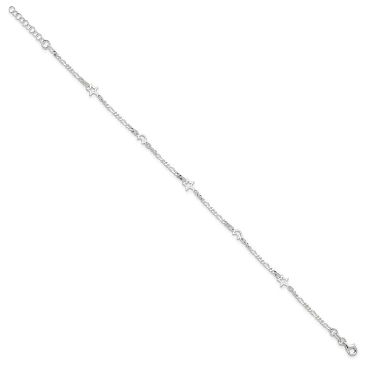 Sterling Silver Moon and Star Anklet