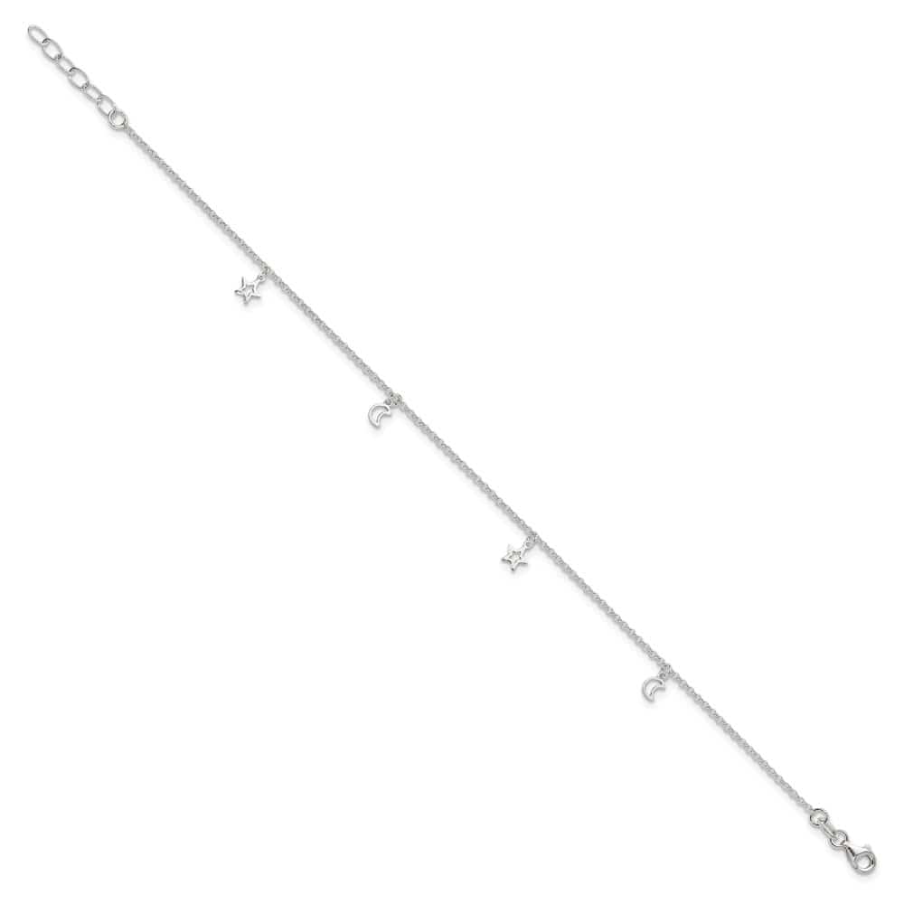 Sterling Silver Moon and Stars Anklet