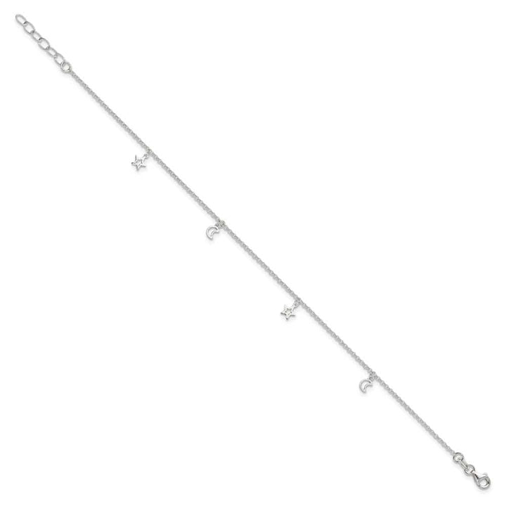 Sterling Silver Moon and Stars Anklet