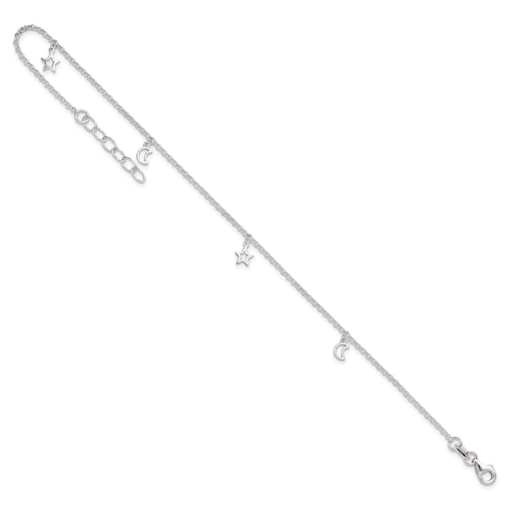 Sterling Silver Moon and Stars Anklet