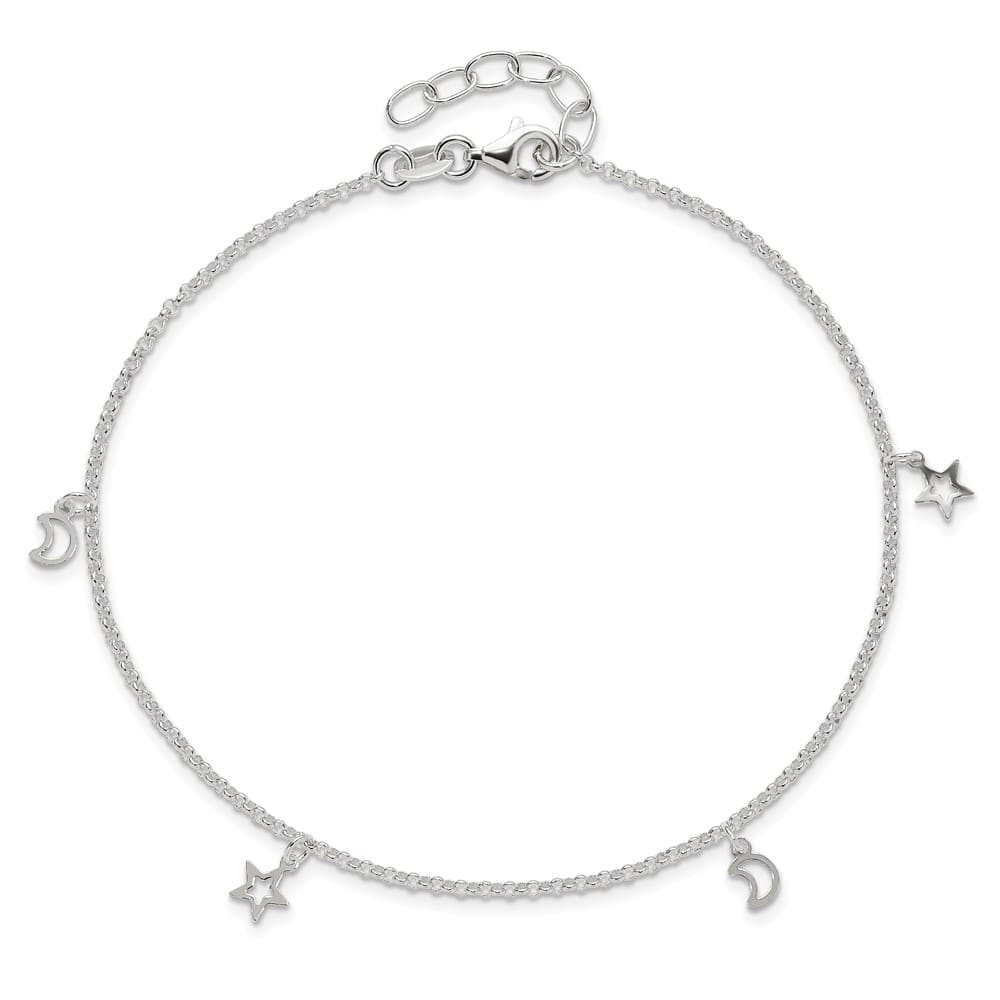 Sterling Silver Moon and Stars Anklet