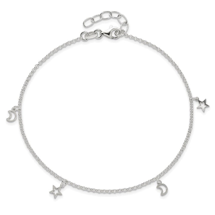 Sterling Silver Moon and Stars Anklet