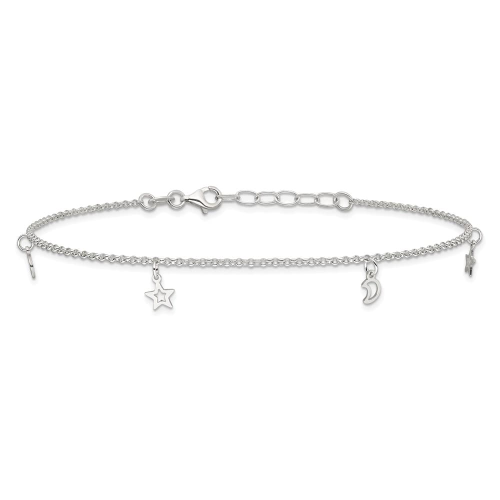Sterling Silver Moon and Stars Anklet