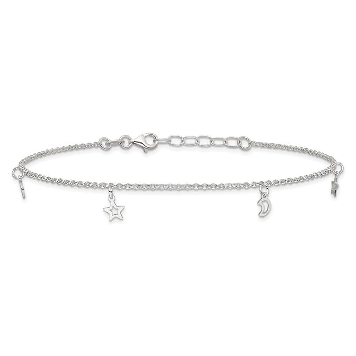 Sterling Silver Moon and Stars Anklet