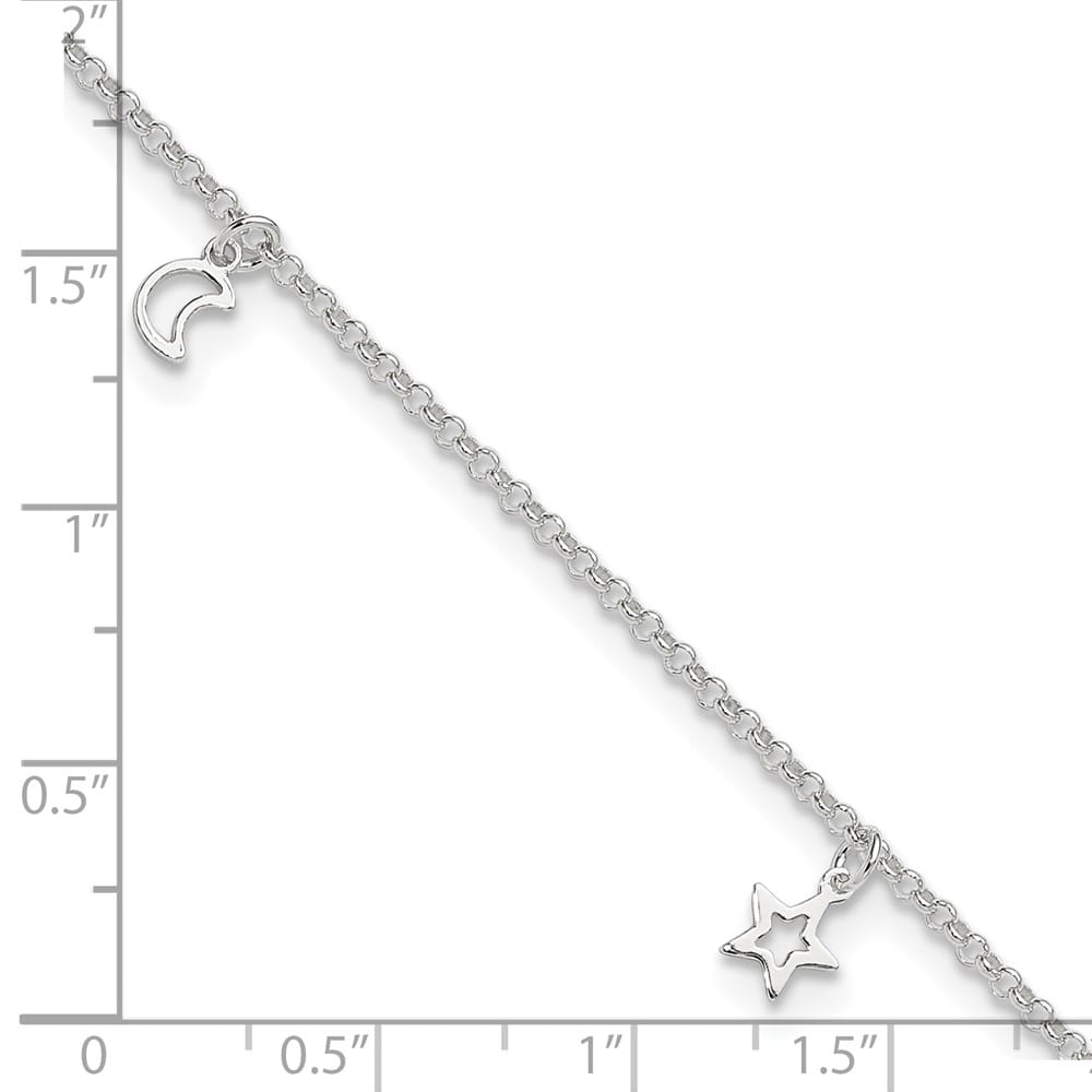 Sterling Silver Moon and Stars Anklet