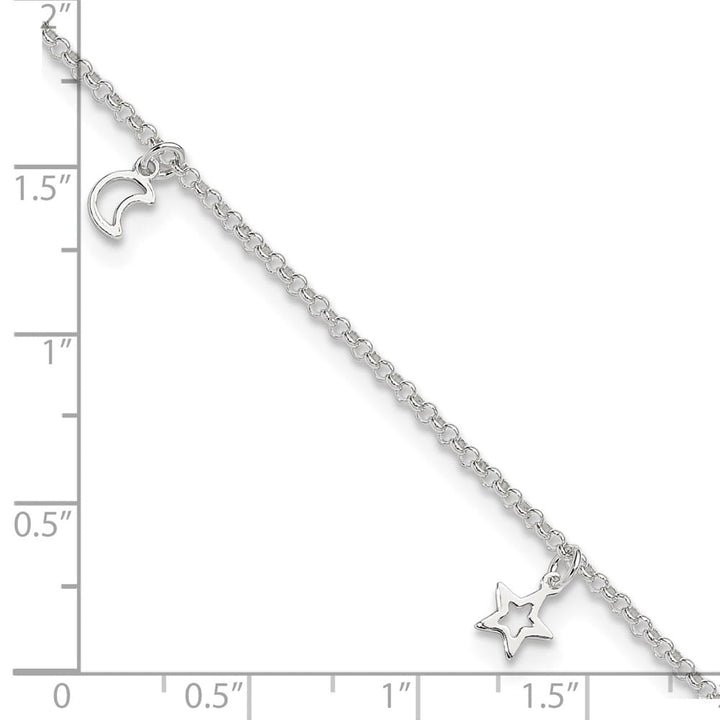Sterling Silver Moon and Stars Anklet