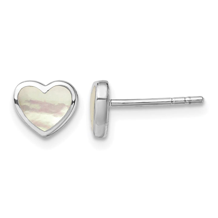 Sterling Silver Mother of Pearl Heart Post Earrings
