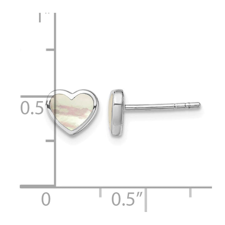 Sterling Silver Mother of Pearl Heart Post Earrings