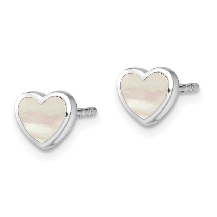 Sterling Silver Mother of Pearl Heart Post Earrings