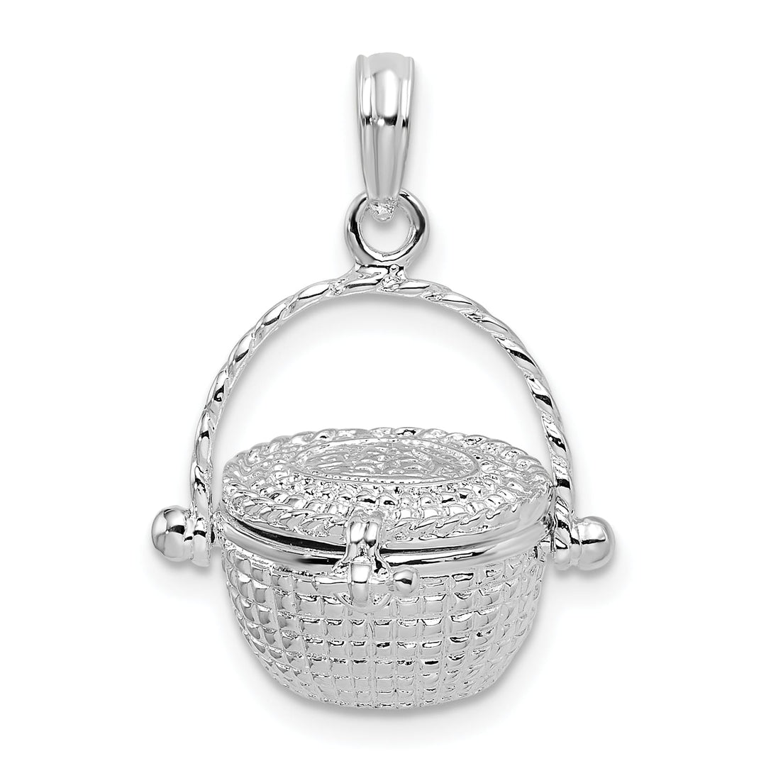 Sterling Silver Moveable 3D Nantucket Basket Pendant