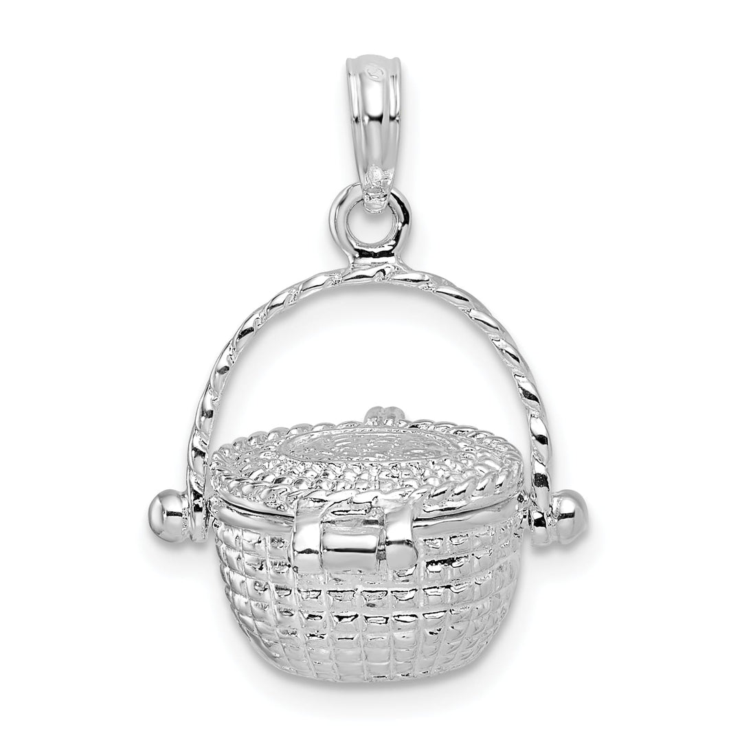 Sterling Silver Moveable 3D Nantucket Basket Pendant