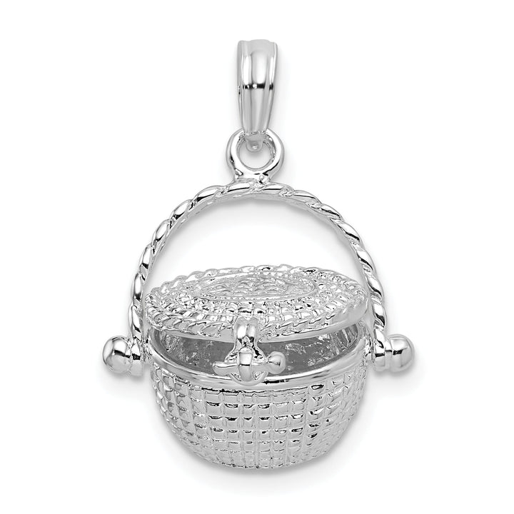 Sterling Silver Moveable 3D Nantucket Basket Pendant
