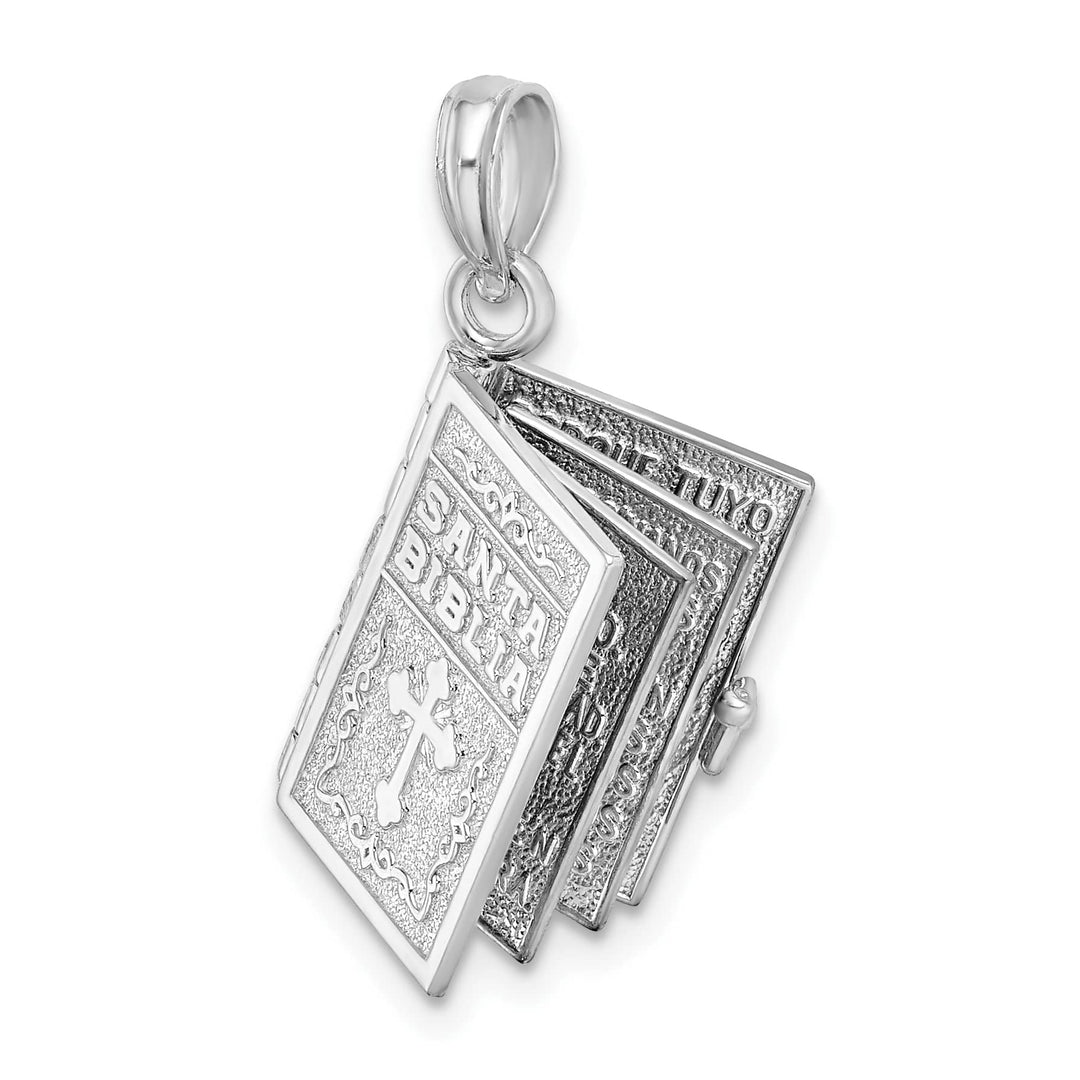 Sterling Silver Moveable 3D Spanish Santa Biblia Pendant