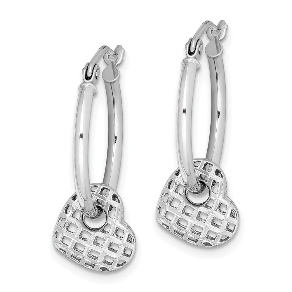 Sterling Silver Moveable Heart Hoop Earrings