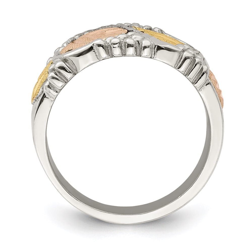 Sterling Silver Mt. Rushmore Black Hills 12K Gold Accents Leaves Ring