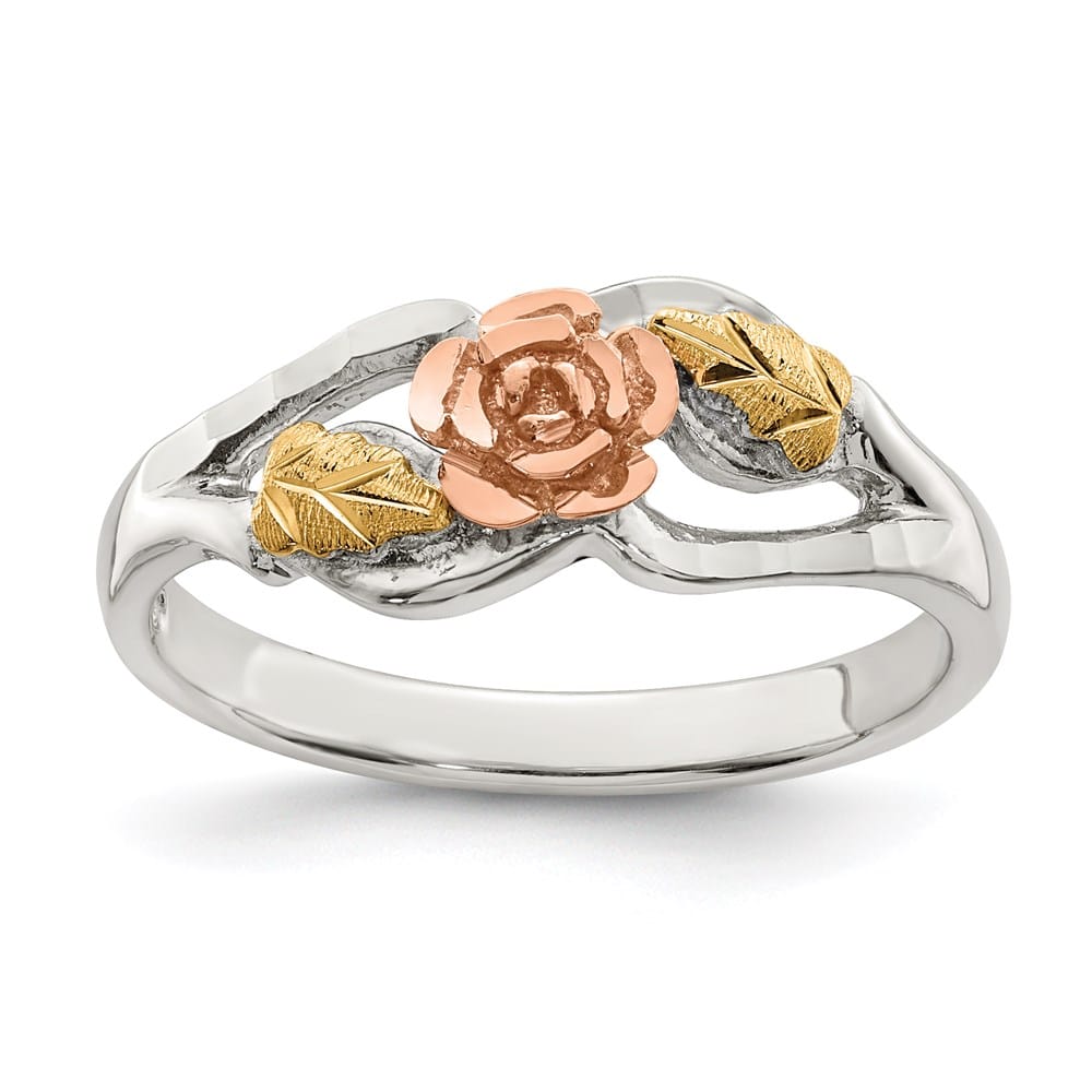 Sterling Silver Mt. Rushmore Black Hills 12K Gold Accents Rose Ring