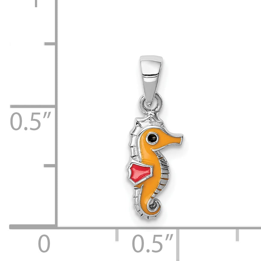 Sterling Silver Multi-color Enamel Seahorse Pendant