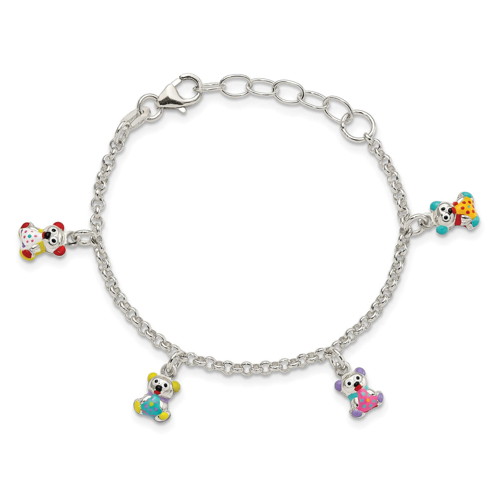 Sterling Silver Multi-color Enameled Bears Children's Bracelet