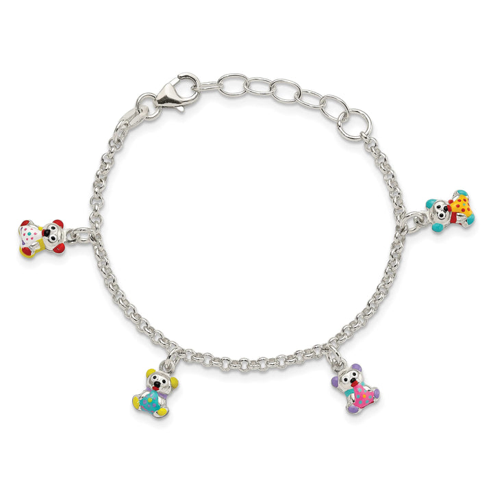 Sterling Silver Multi-color Enameled Bears Children's Bracelet