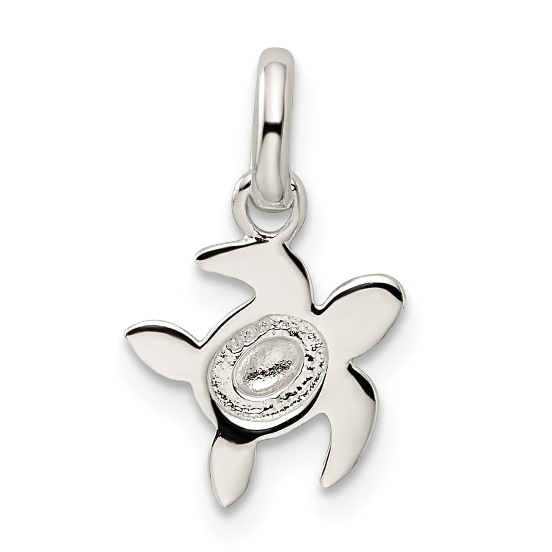 Sterling Silver Multi-color Enameled Sea Turtle Petite Pendant