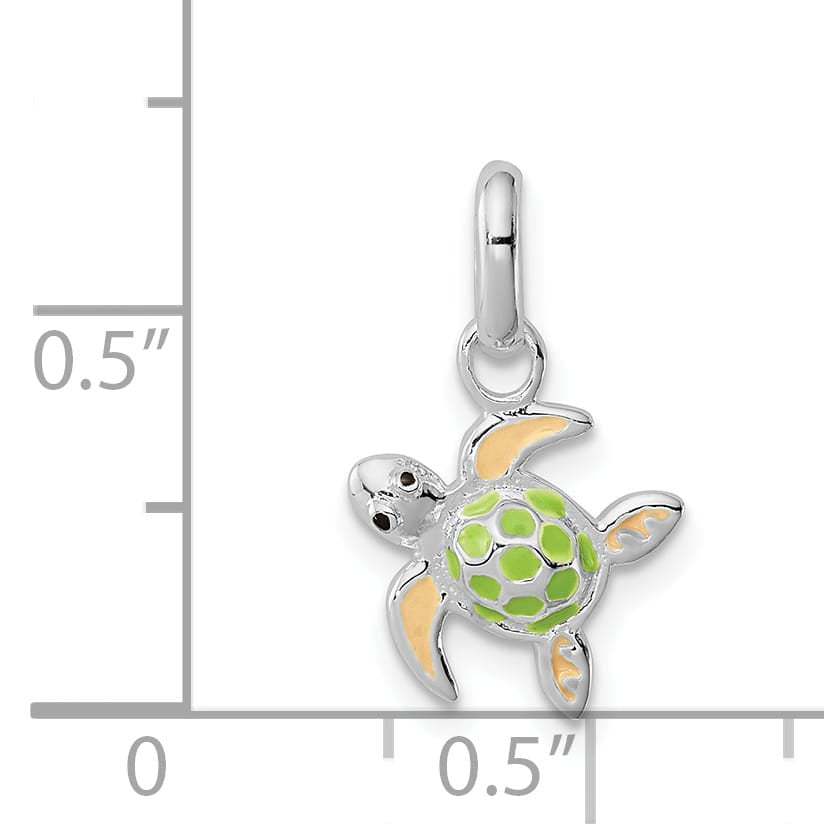 Sterling Silver Multi-color Enameled Sea Turtle Petite Pendant
