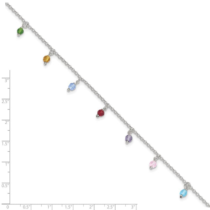 Sterling Silver Multi-colored Beads Anklet