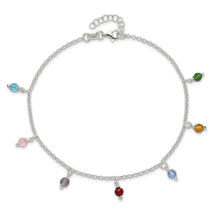 Sterling Silver Multi-colored Beads Anklet