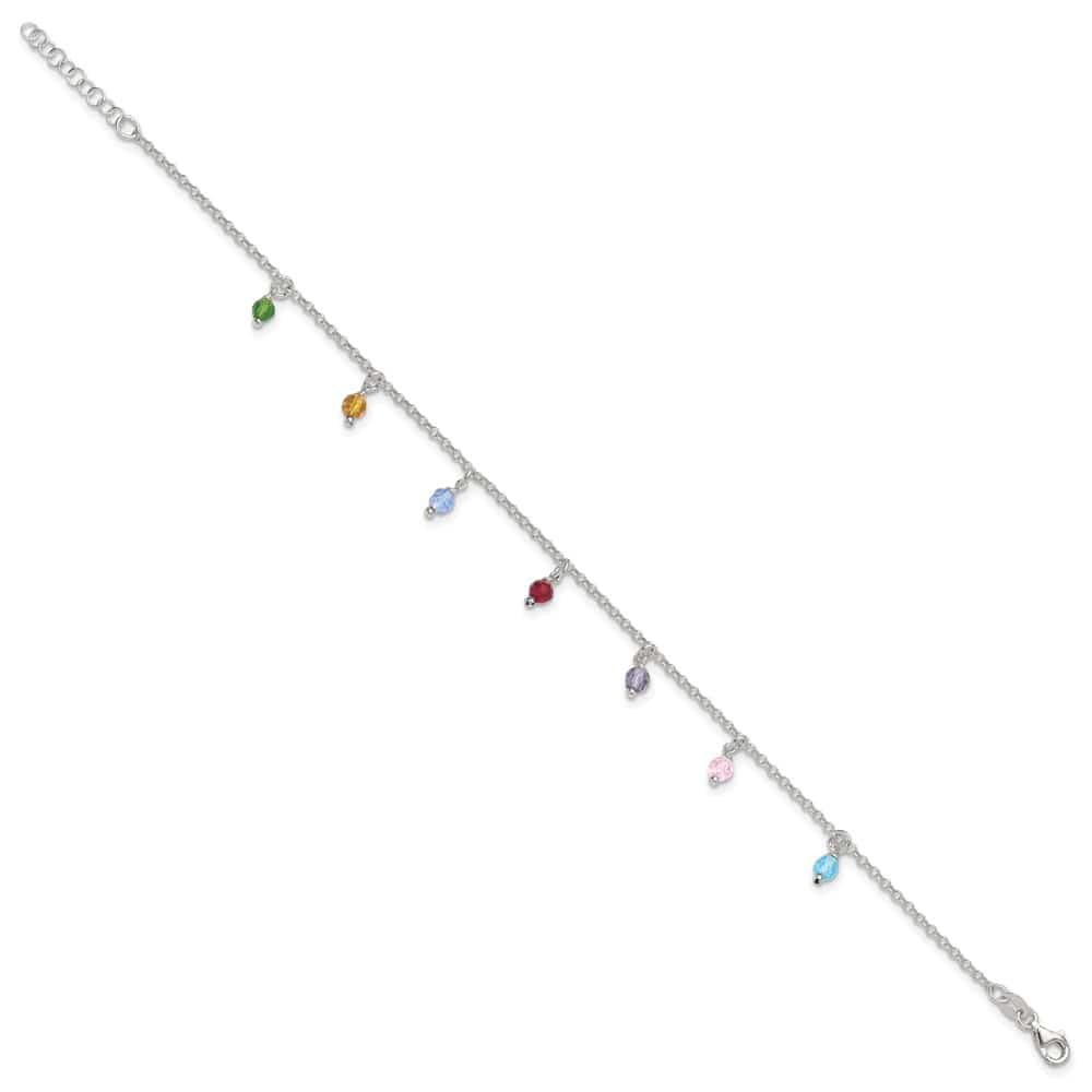 Sterling Silver Multi-colored Beads Anklet