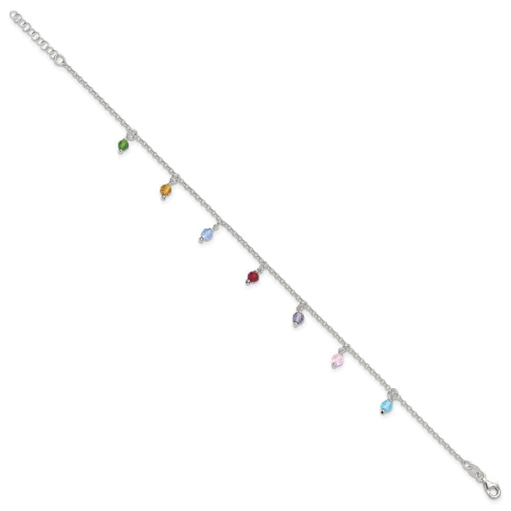 Sterling Silver Multi-colored Beads Anklet