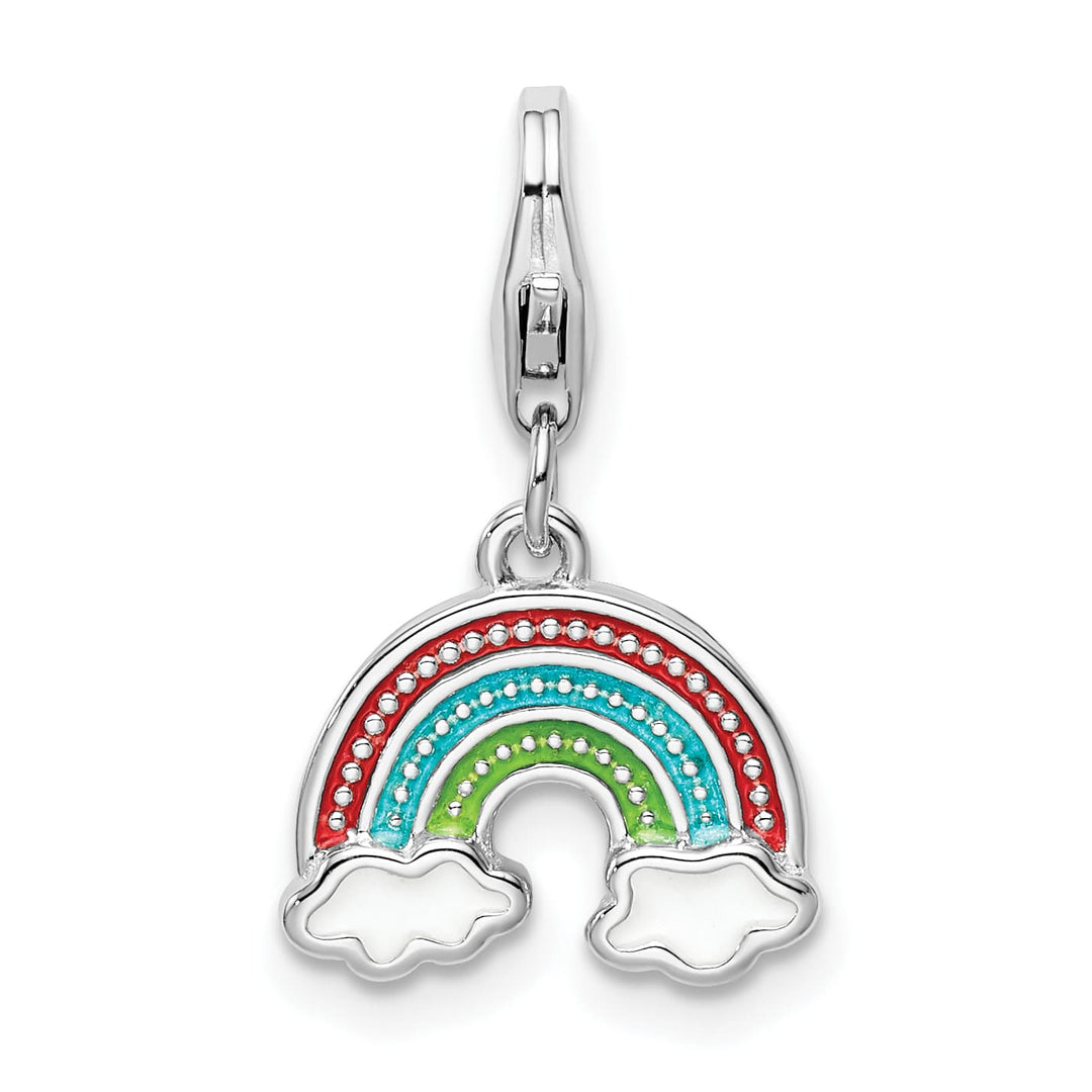 Sterling Silver Multi-colored Enameled Rainbow Charm