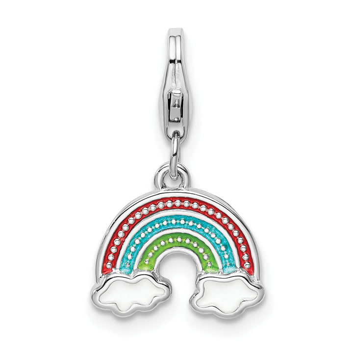 Sterling Silver Multi-colored Enameled Rainbow Charm