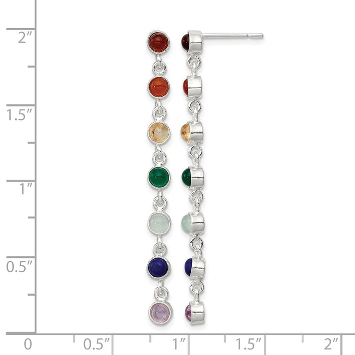Sterling Silver Multicolor Quartz Dangle Post Earrings, view 4 of 5