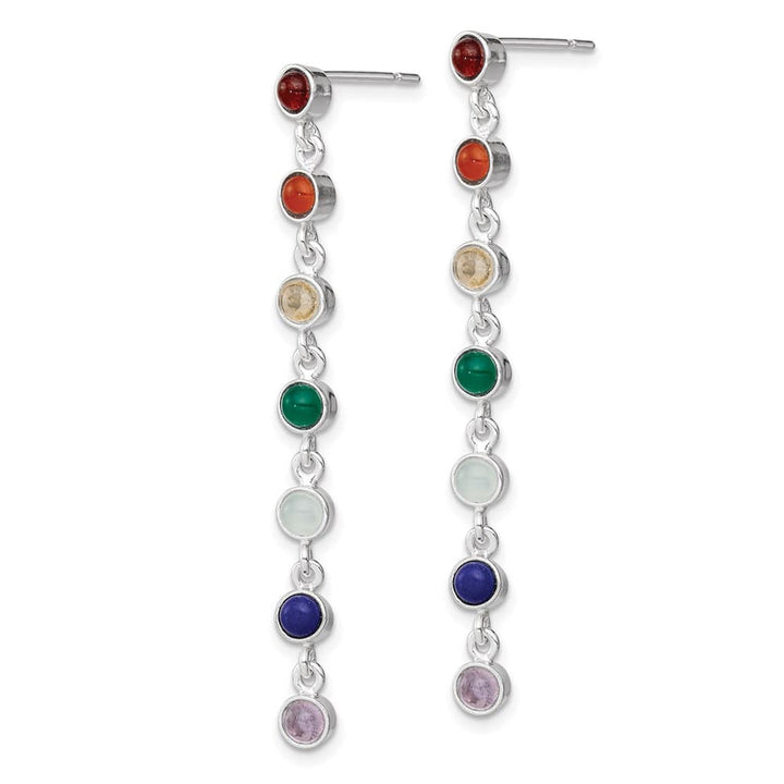 Sterling Silver Multicolor Quartz Dangle Post Earrings, view 2 of 5
