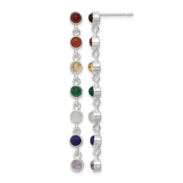 Sterling Silver Multicolor Quartz Dangle Post Earrings, view 1 of 5