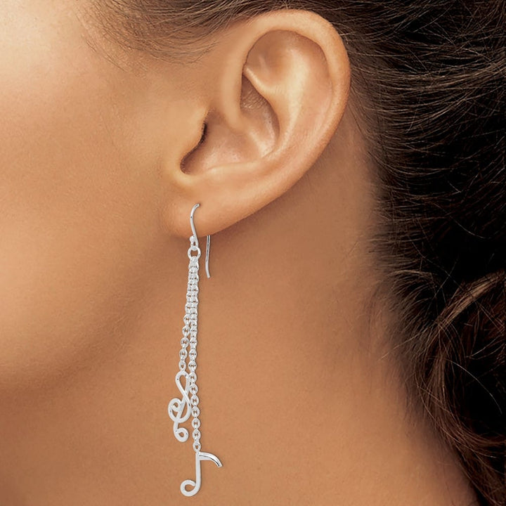 Sterling Silver Musical Notes Dangle Earrings, view 3 of 4