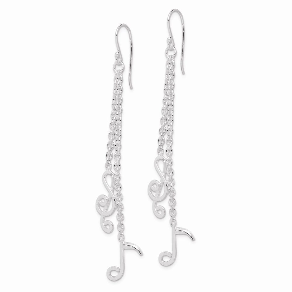 Sterling Silver Musical Notes Dangle Earrings, view 2 of 4