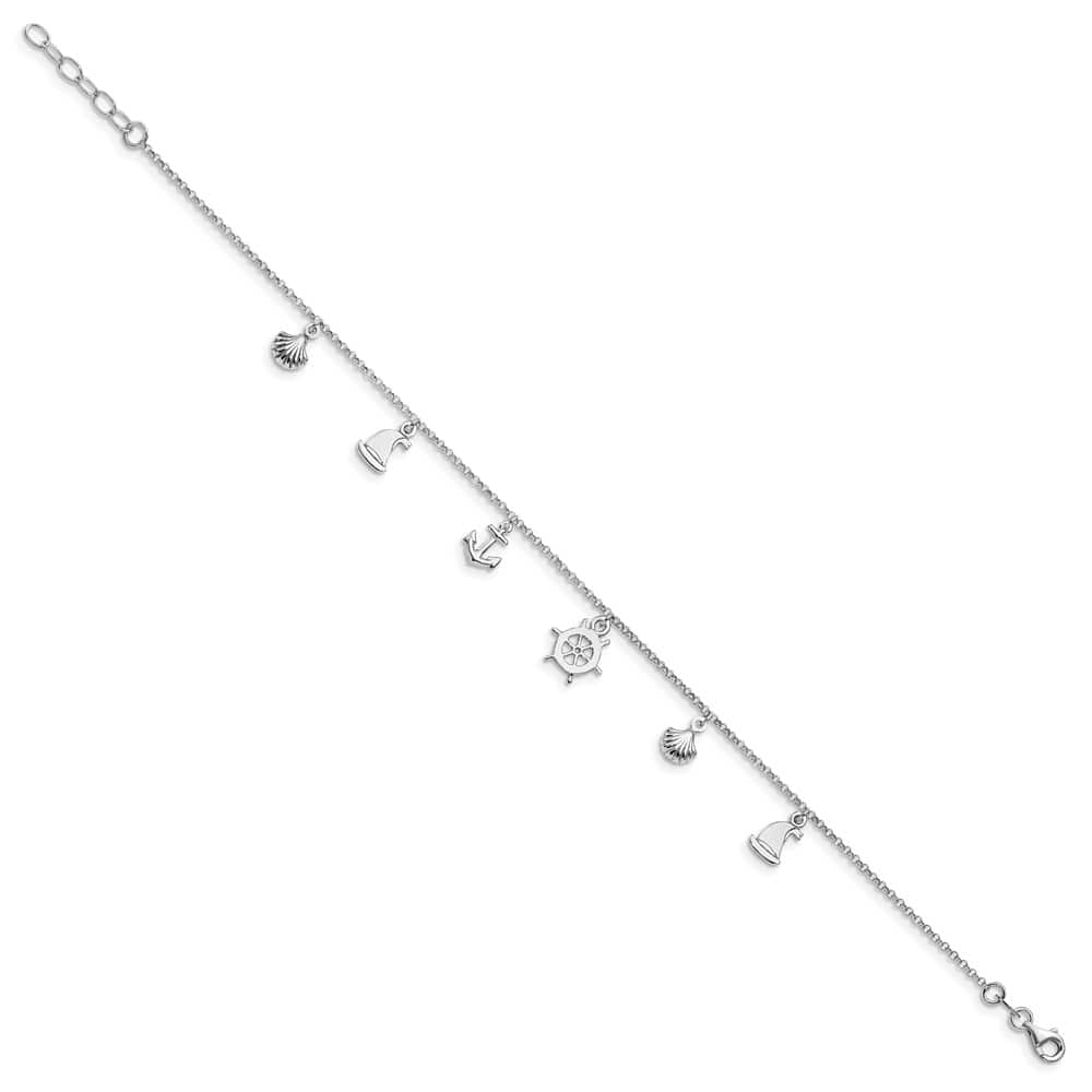 Sterling Silver Nautical Charms Anklet