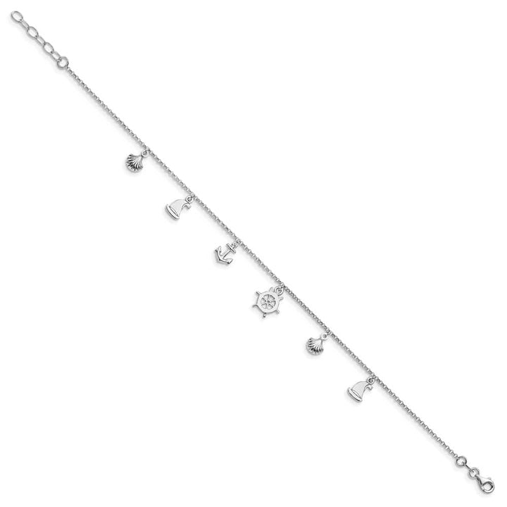 Sterling Silver Nautical Charms Anklet