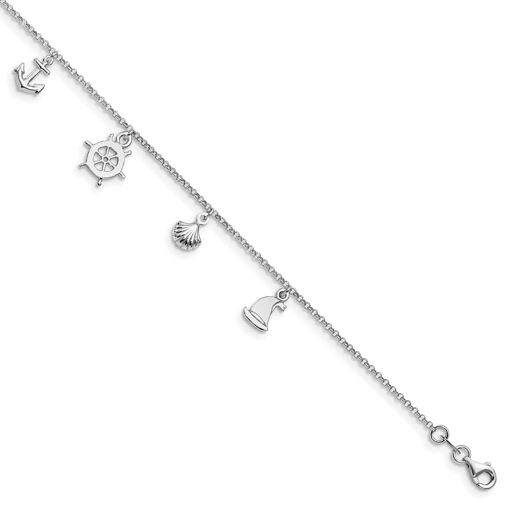 Sterling Silver Nautical Charms Anklet