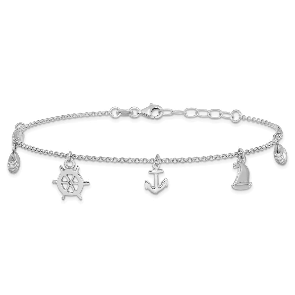 Sterling Silver Nautical Charms Anklet