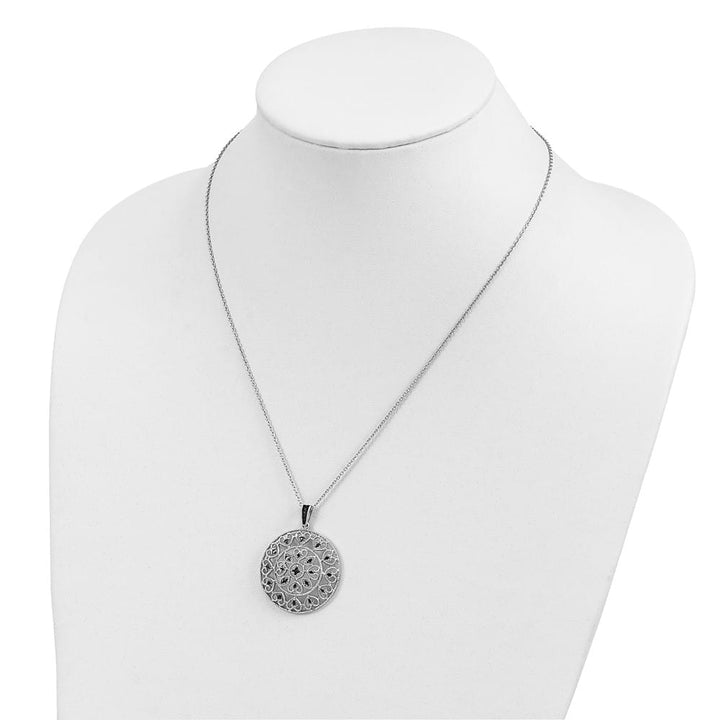 Sterling Silver Night Black Diamond Circle 18 inch Necklace