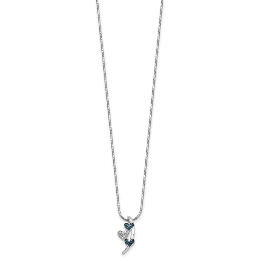 Sterling Silver Night Diamond Blue Diamond Slide 18 inch Necklace