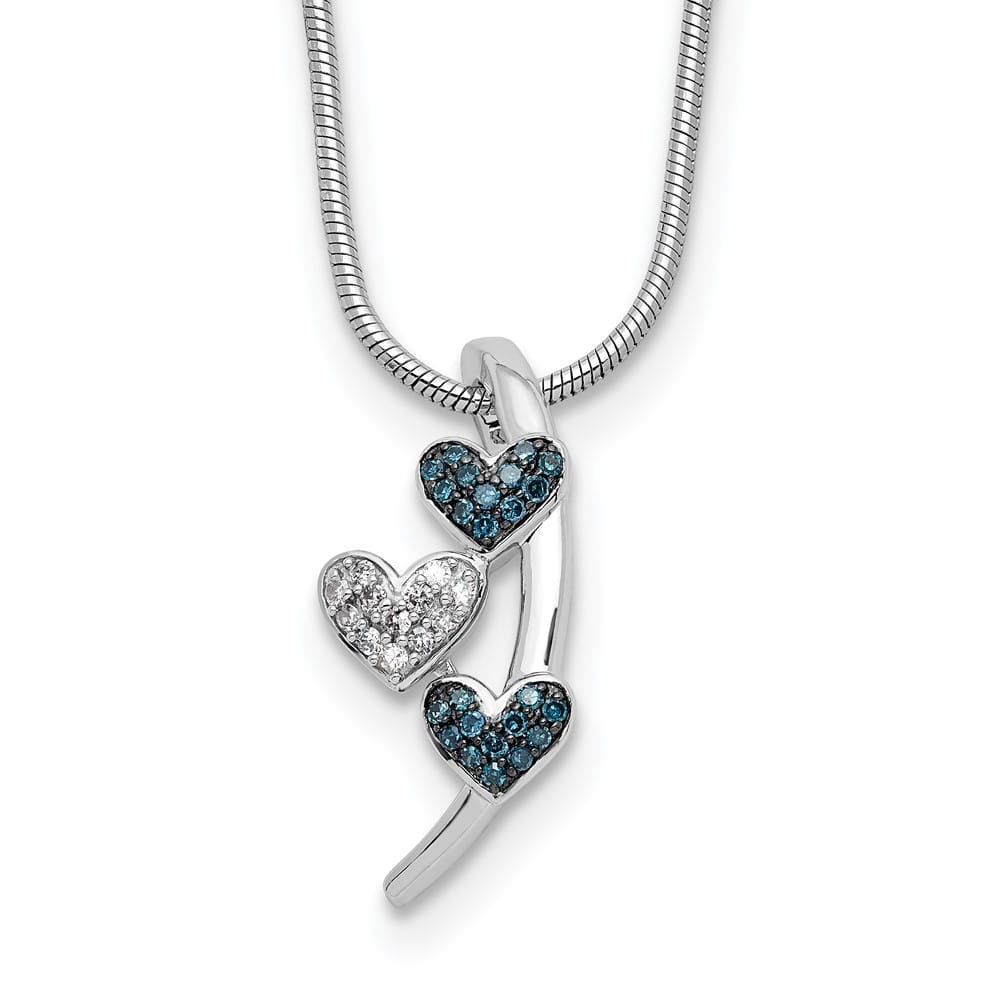 Sterling Silver Night Diamond Blue Diamond Slide 18 inch Necklace