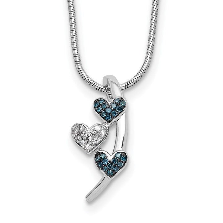 Sterling Silver Night Diamond Blue Diamond Slide 18 inch Necklace