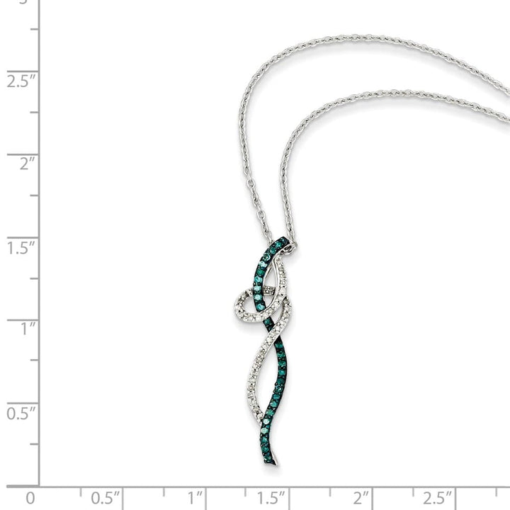 Sterling Silver Night Swirl White and Blue Diamond 18 inch Necklace
