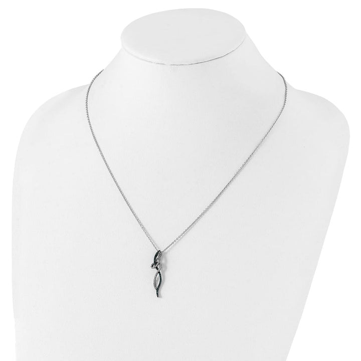 Sterling Silver Night Swirl White and Blue Diamond 18 inch Necklace