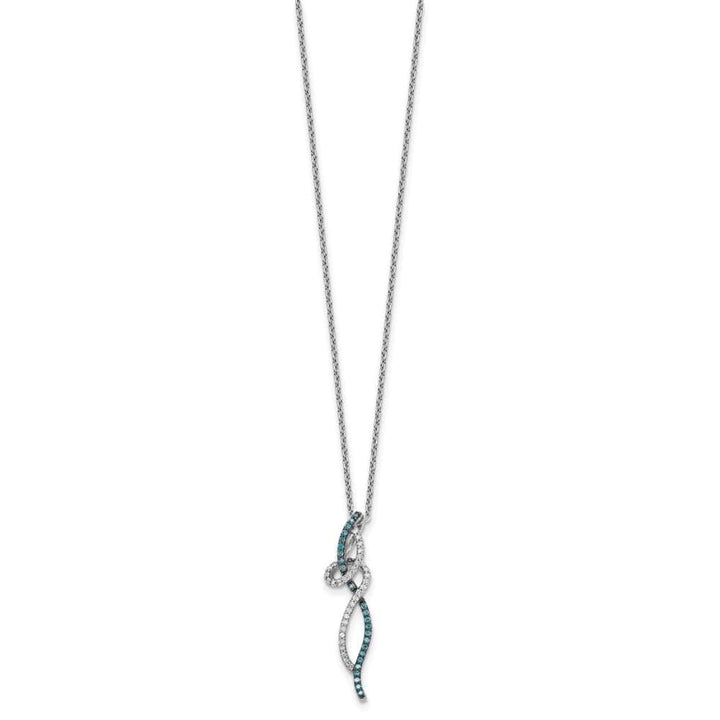 Sterling Silver Night Swirl White and Blue Diamond 18 inch Necklace