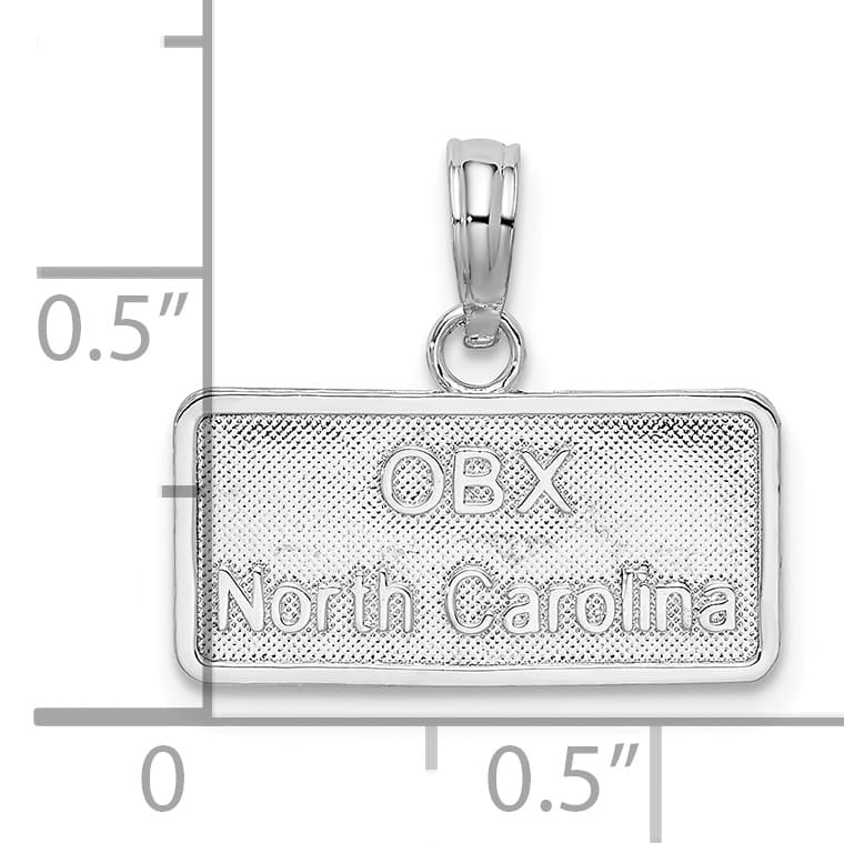 Sterling Silver OBX North Carolina License Plate Pendant