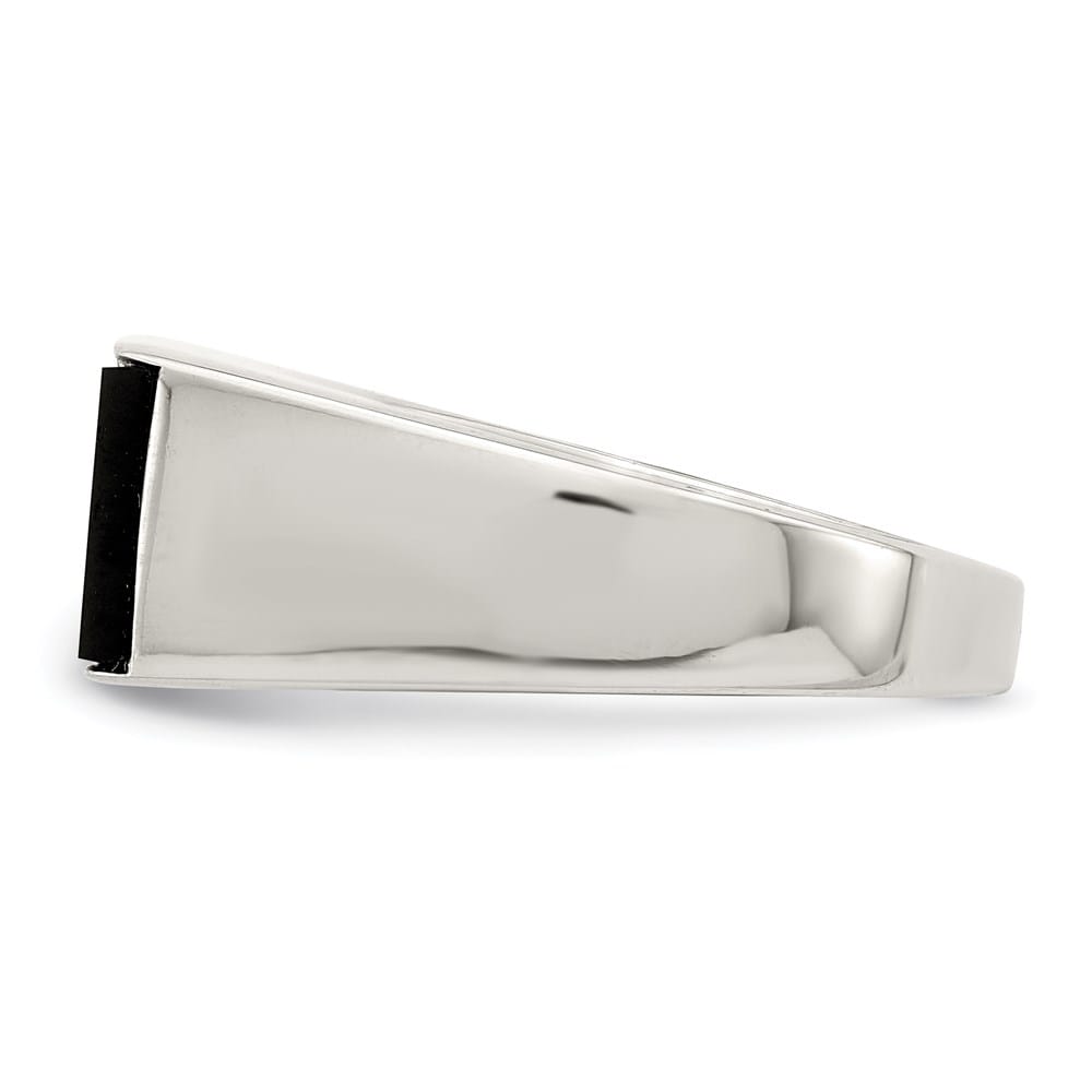 Sterling Silver Onyx and CZ Men's Ring