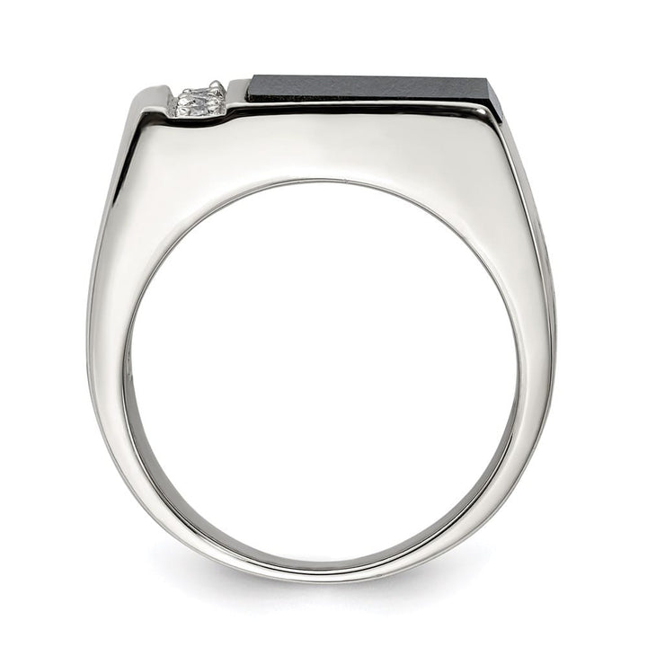 Sterling Silver Onyx and CZ Men's Ring